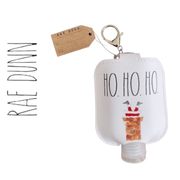 RAE DUNN🎄Ho Ho Ho Chimney Hand-Sanitizer Holder With Travel Bottle NWT - Picture 1 of 3